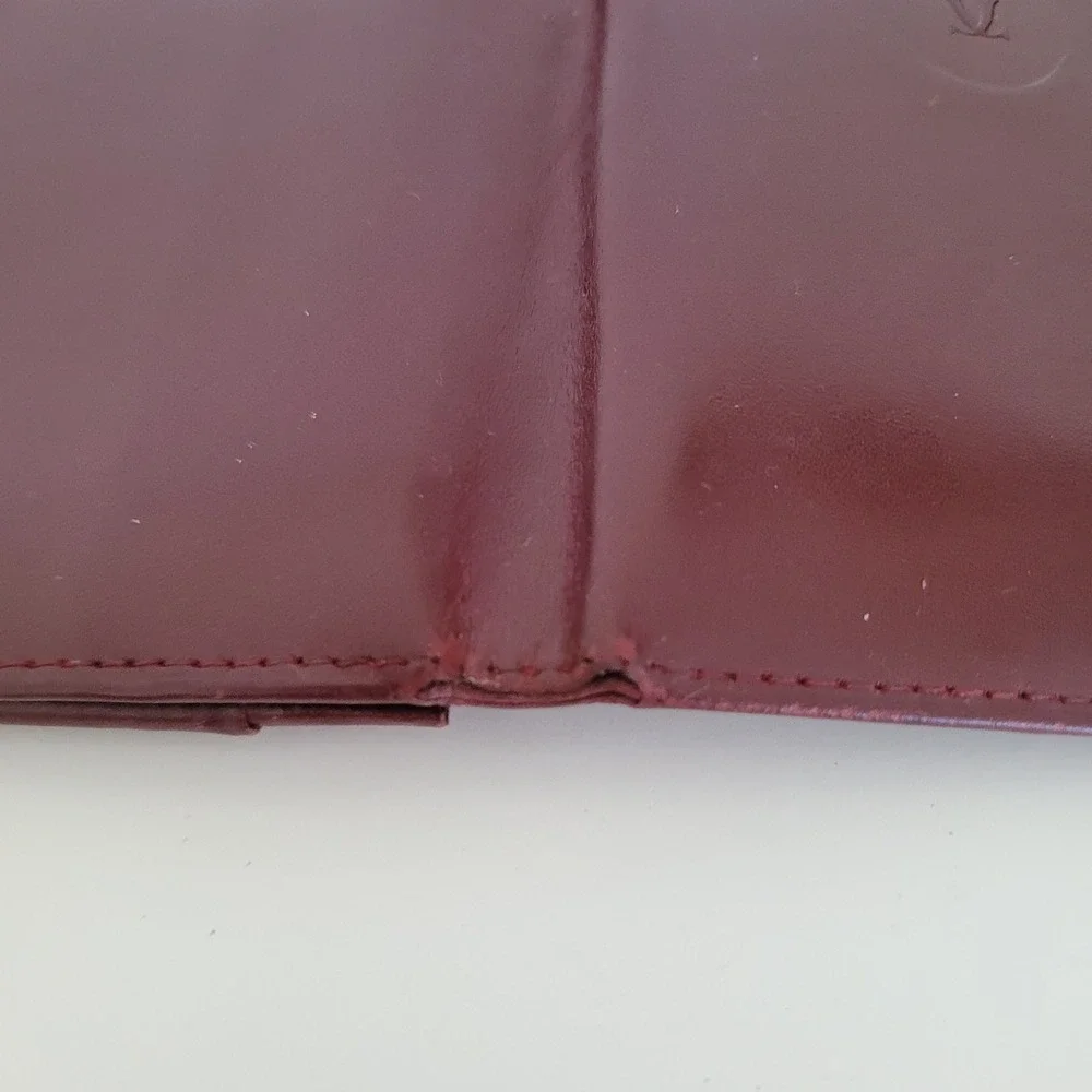 Cartier Must de Cartier Burgundy Leather Long Bifold Wallet Gold Corners Italy